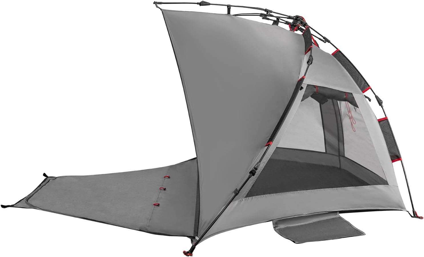 Beach Tent Sun Shelter 3-4 Person Easy Setup Portable Sunshade Canopy Large,Extended Floor,Stakes,Sand Pockets,UPF 50+ Waterproof Windproof Outdoor Camping Fishing Picnic