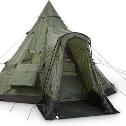Deluxe Teepee Tent 14′ x 14′ for Adults Outdoor Camping 6-Person Instant Easy Set-Up Waterproof Shell 4-Season Family Tents for Backpacking, Hiking