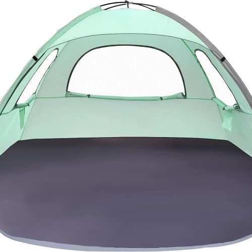 Beach Tent Anti-UV Portable Sun Shade Shelter for 3/4/6/8 Person, Extendable Floor with 3 Ventilating Mesh Windows Plus Carrying Bag, Stakes and Guy Lines
