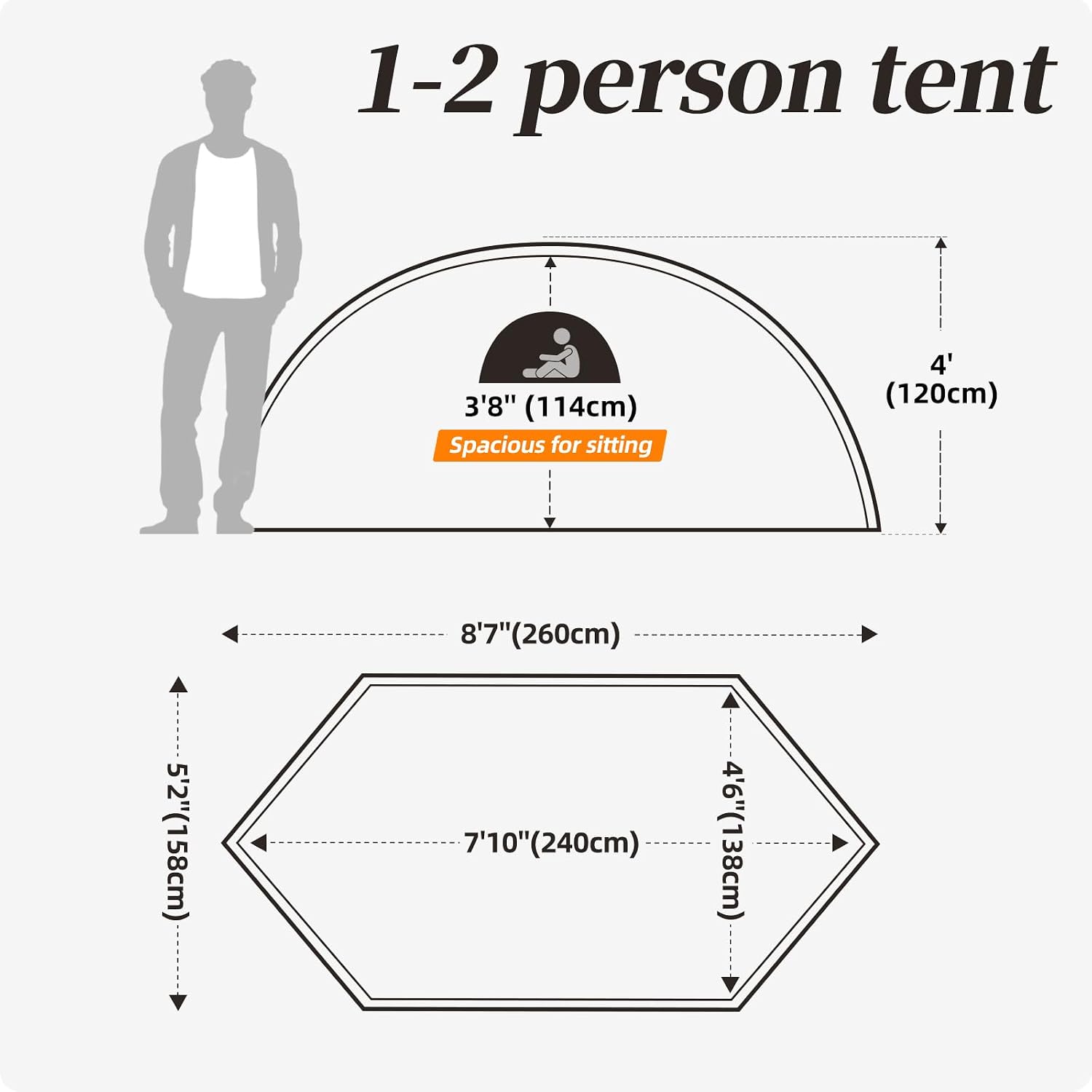 1 Person Tent for Camping, Backpacking Tent with Easy Setup, 3 to 4 Season Camping Tents, Lightweight Outdoor Tent for Hiking Mountain Hunting - Image 2
