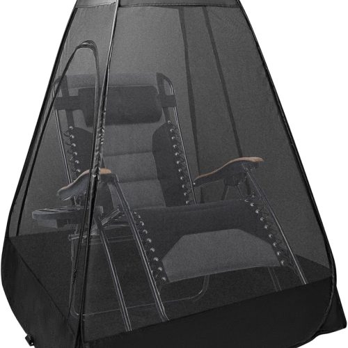 1-Person Camping Chair Pop up Tent, 47″x47″x59″ See Through Single Mesh Tent Bugs Barrier Mosquito Net 2 Zipper Doors Outdoor Sports Pod Shelter with Bag for Fishing, Not Included Chair
